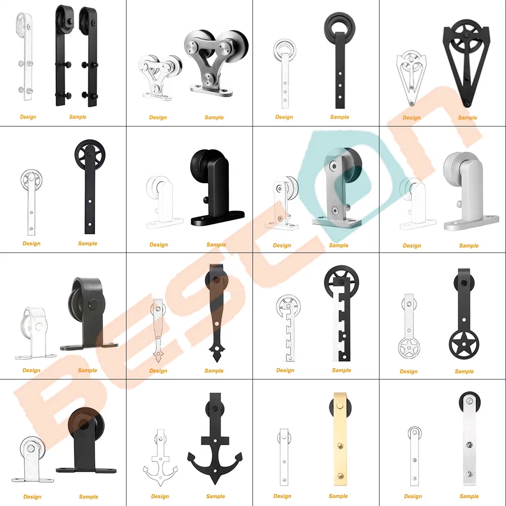 Industrial Sliding System Bifold Bypass Double Barn Door Kit Hardware for Wood Exterior and Metal Frame Glass Door Roller Profile Mount Side DIY Track Cheap