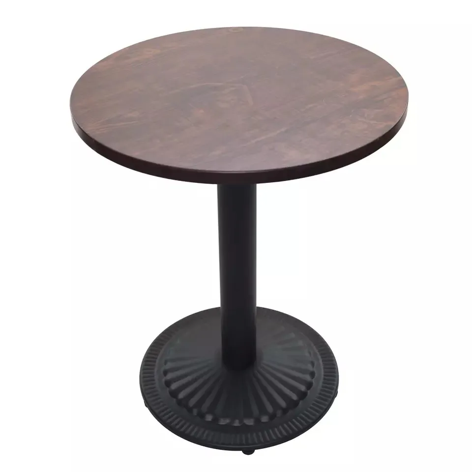 Black Round Shape Iron Metal Table Base with Leveling Legs for Cafe