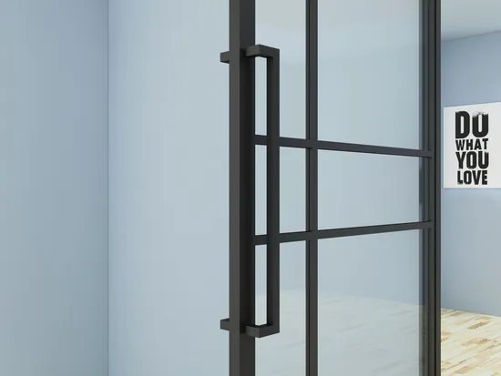 New Design Swing Glass Door with Steel Frame and Hinges