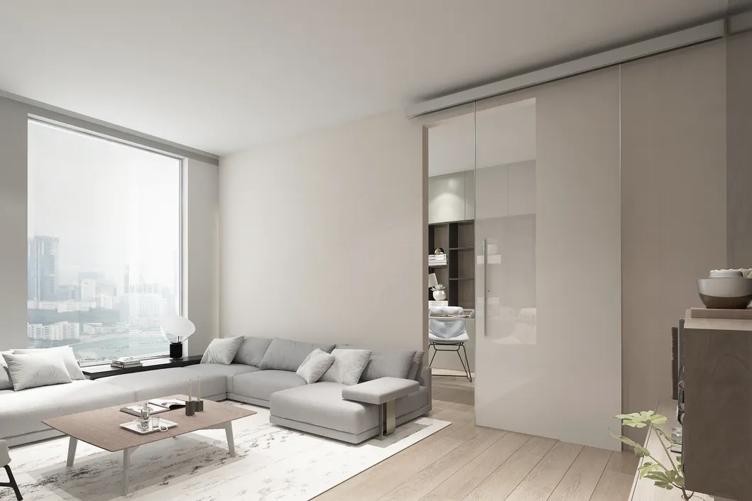 Slim Framed Metal Sliding Glass Barn Door with Metal Frame