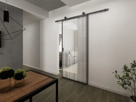 Slim Framed Metal Sliding Glass Barn Door with Metal Frame