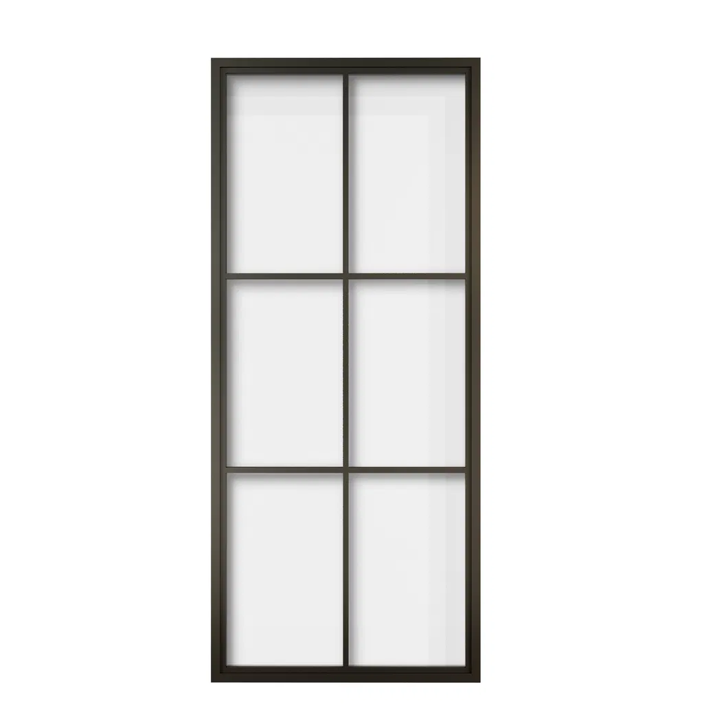 Modern Black Steel Frame Glass Sliding Barn Door for Interior Use