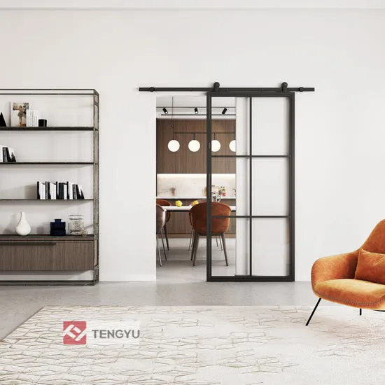 Interior Sliding Steel Frame Glass Door 6-Lite