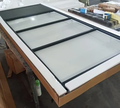 Steel Frame Tempered Clear Glass Sliding Barn Door with Kickplate