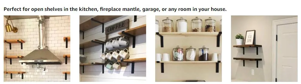Extra Thick Rustic Black Iron Finish Hardware Multiple Sizes Shelving Brackets
