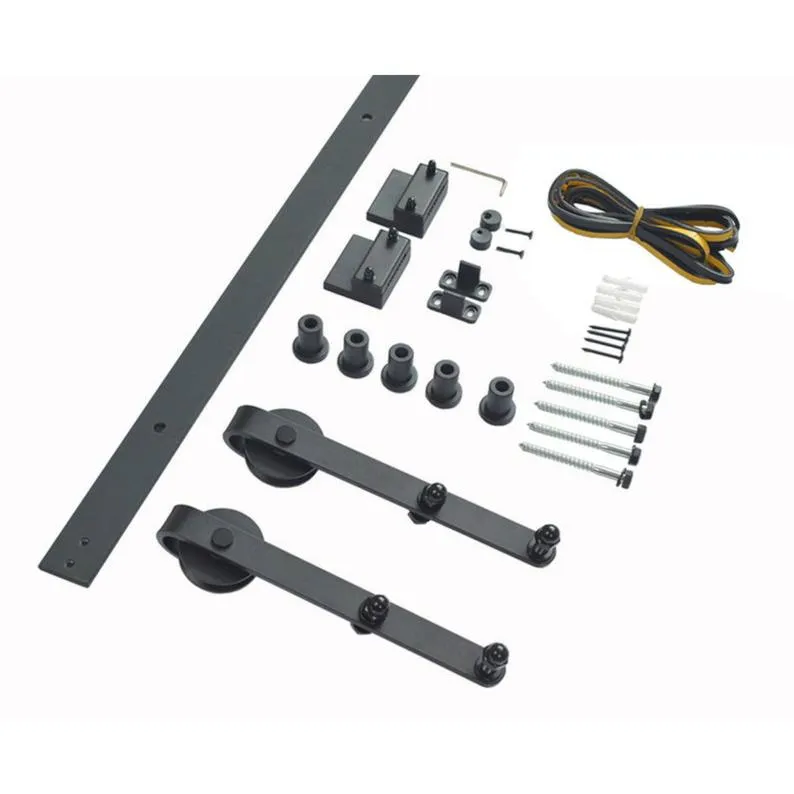 New Stylish Interior Black Steel Frame French Penal Barn Door