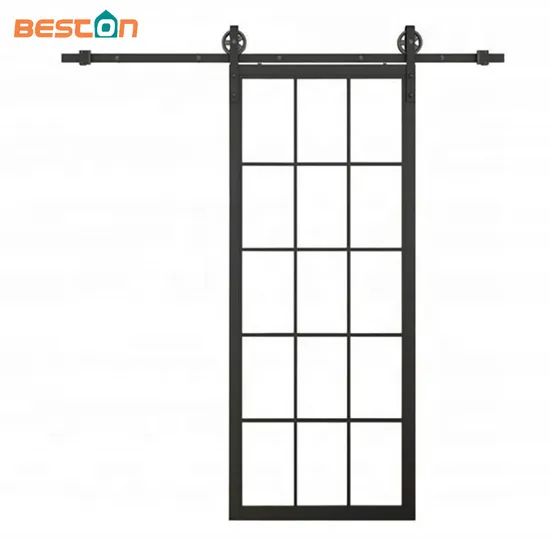 New Stylish Interior Black Steel Frame French Penal Barn Door
