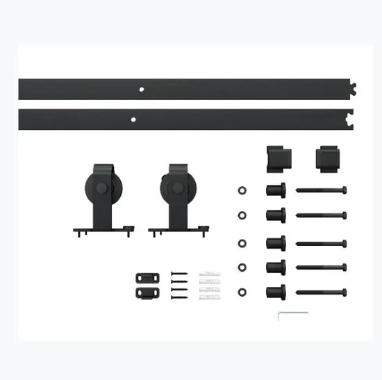 Clear Glass Black Steel Frame Interior Barn Door with Sliding Hardware Kit