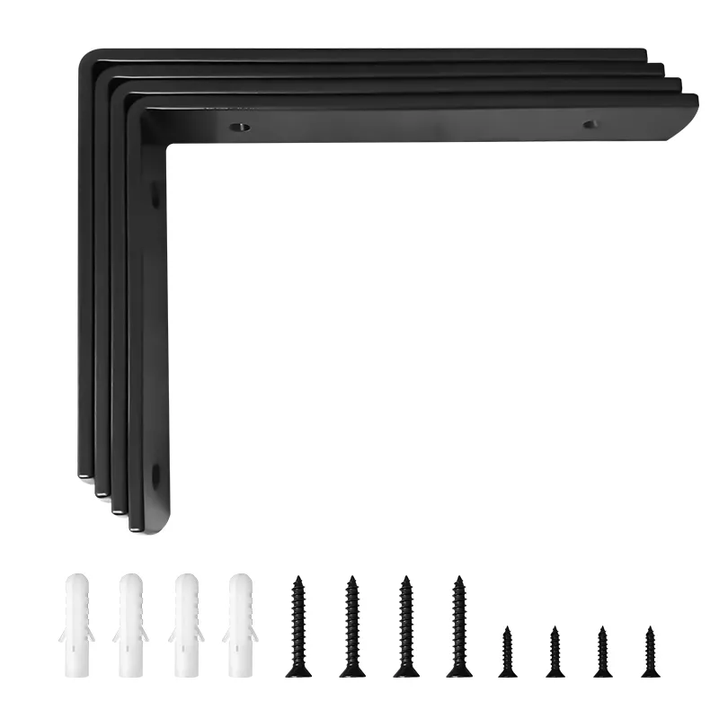 Extra Thick Rustic Black Iron Wall Mounted Rustic Iron L Brackets