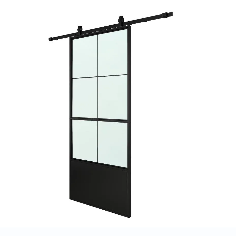 Barn Door Hardware Track Set French Glass Doors with Softclose Mechanism