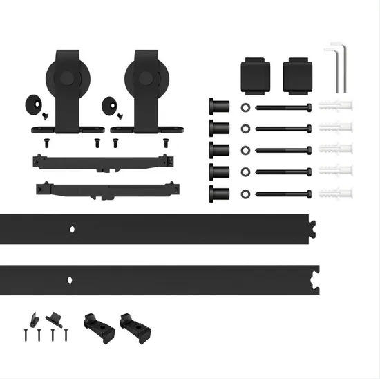 Barn Door Hardware Track Set French Glass Doors with Softclose Mechanism