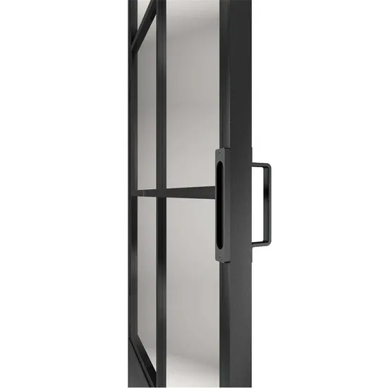 Metal Frame Swing Paneled Glass Door with Baseboard for Interior Use