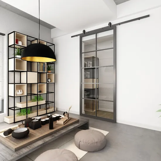 Interior 15-Lite Steel Frame Sliding Door, Wholesale French Style Sliding Door System
