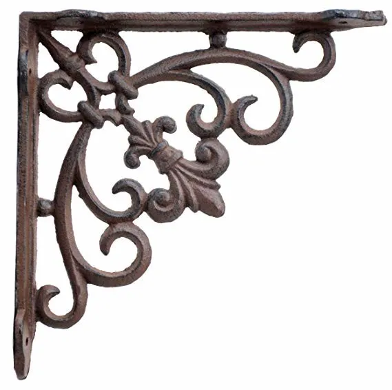 Wall Shelf Bracket Cast Iron OEM Customized Pattern Rustic Brown Triangle Bracket