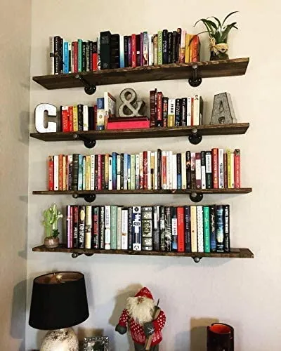 Rustic Heavy Duty Industrial Decorative Black Industrial Brass Pipe Shelf Bracket