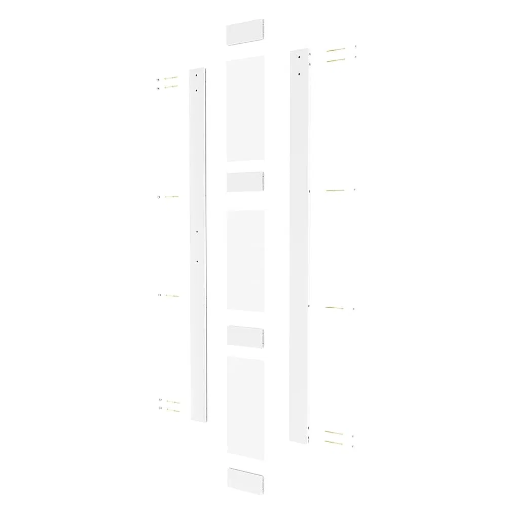 3 Lites White PVC Barn Door with Frosted Glass Panels