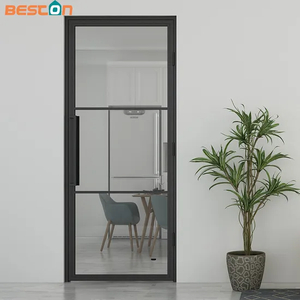 French Style Steel Frame Clear Glass Swing Door with Hardware for Kitchen