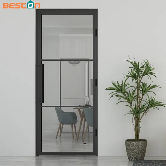 French Style Steel Frame Clear Glass Swing Door with Hardware for Kitchen