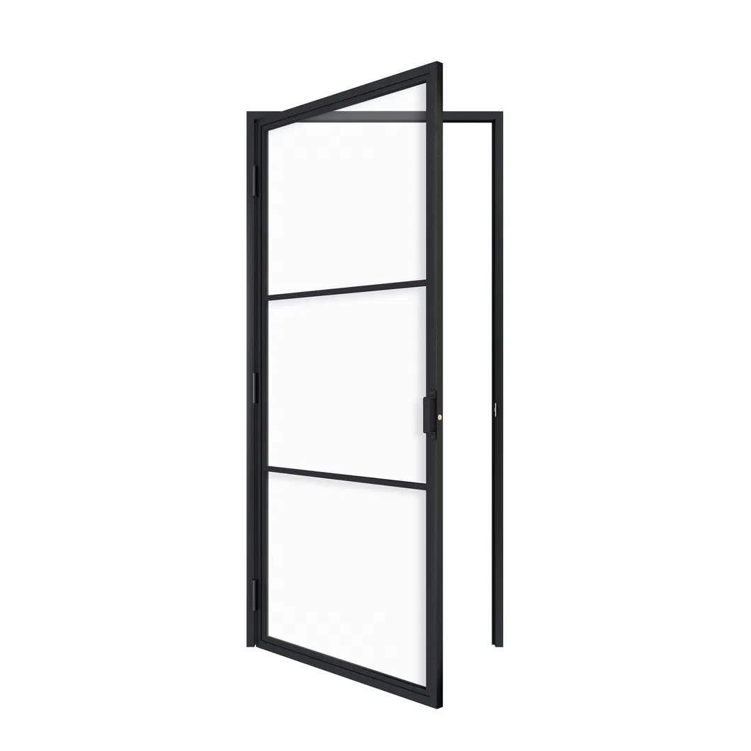 French Style Steel Frame Clear Glass Swing Door with Hardware for Kitchen