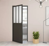 French Style Black Powder Coated Swing Glass Door with Kickplate