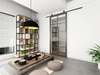 Steel Frame Clear Glass Sliding Barn Door with Hardware Kit
