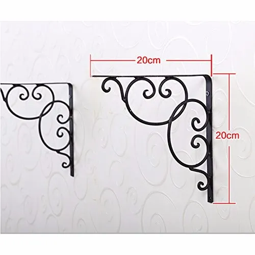 Cast Iron Wall Mounted Black Floral Shelf Brackets