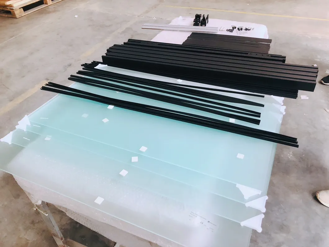 Three Lites Glass Barn Door for Kitchen or Bedroom with Sliding Hardware