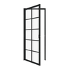 Black Metal Frame Clear Tempered Sliding Glass Partition Door with Hardware Kit