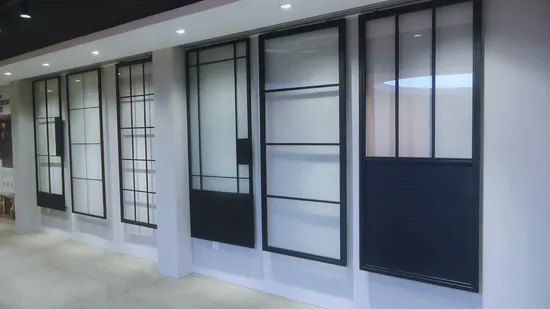 Barn Door Paneled Metal Glass Concorde Barn Door with Installation Hardware Kit