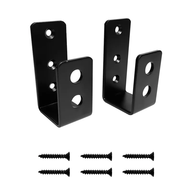 Door Barricade Brackets Black Steel U Security Door Lock Brackets with Screw