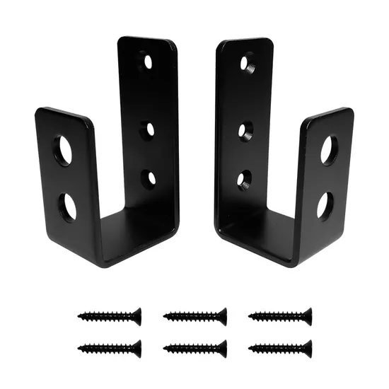 Door Barricade Brackets Black Steel U Security Door Lock Brackets with Screw