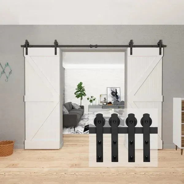 Carbon Steel 9FT Double Barn Door Hardware Sliding Door