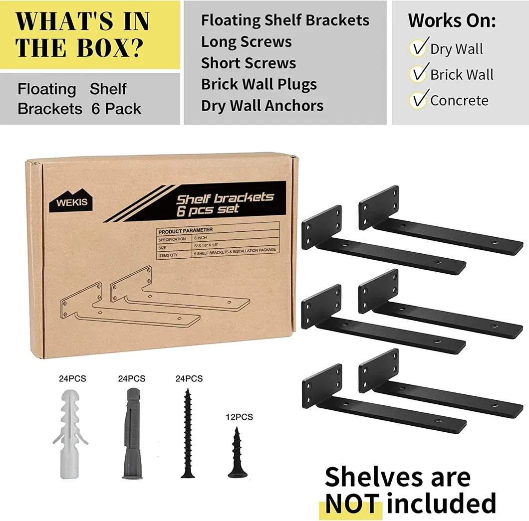 Metal Industrial Floating Shelf Bracket Hardware Supports Hidden Invisible L Shelves Brackets