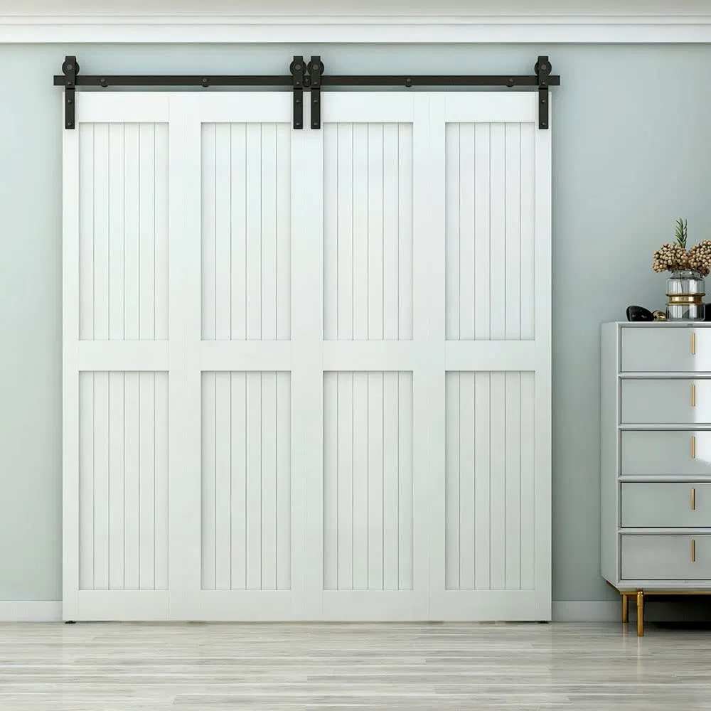 Saves Space Bi-Folding Sliding Barn Door Hardware Closet Rail Roller Accessory