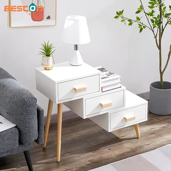 Nightstands Oak Three Drawer Chest Modern Type Wooden 2 Retro Bedside Table