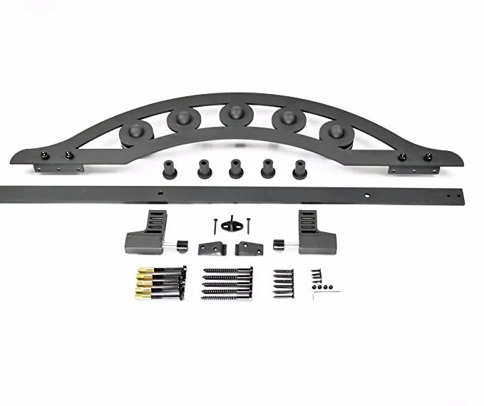 One Piece Wrought Iron Fan-Shaped Royal Roller Sliding Barn Door Hardware