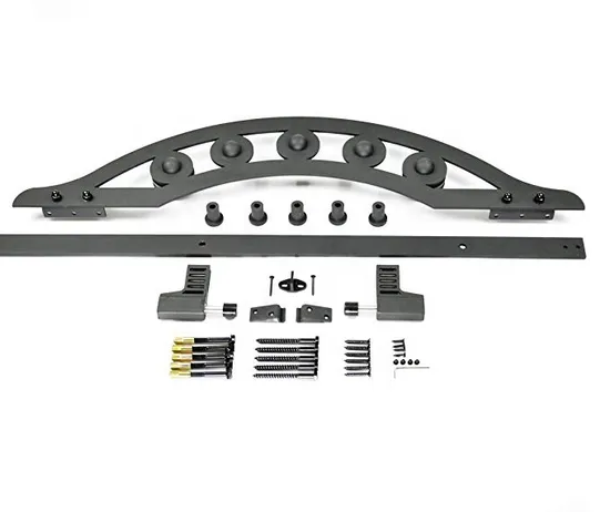 One Piece Wrought Iron Fan-Shaped Royal Roller Sliding Barn Door Hardware