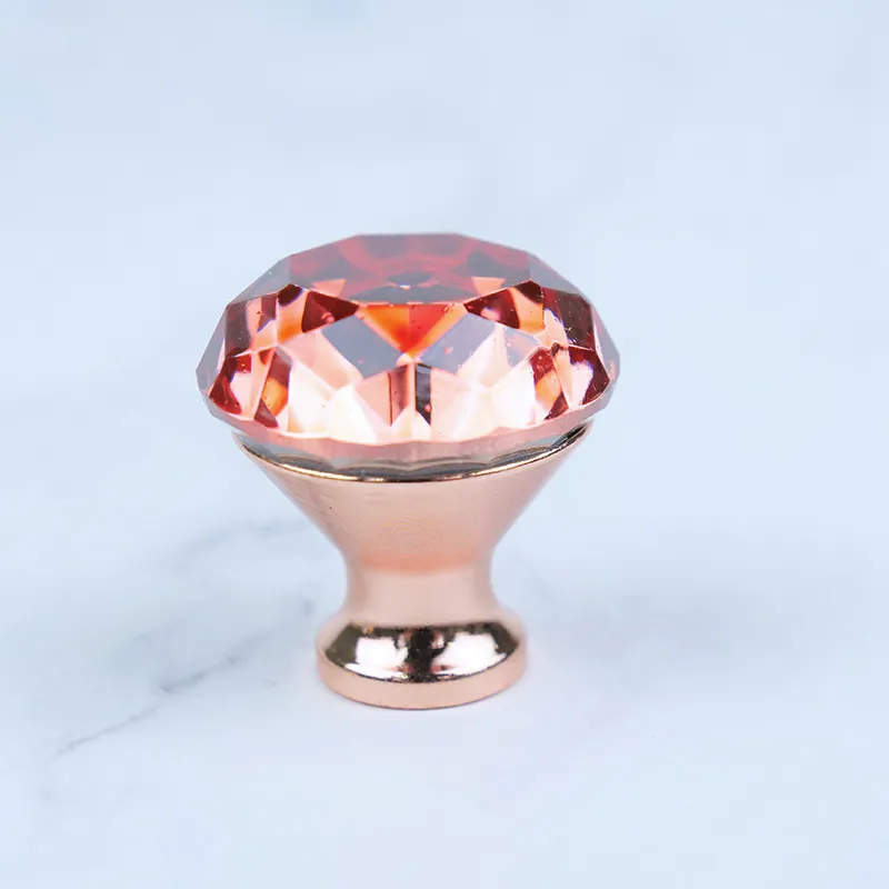 Colorful Simple Crystal Handle Mushroom Knob Luxury Cabinet Crystal Knob Pull Handle