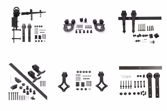 Rubber Sliding Door Wood Stainless Steel 304 Hanging Barn Door Hardware Kits