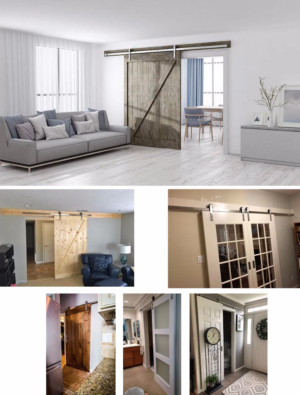 Sliding Wooden Door with Stainless Steel Barn Door Hardware