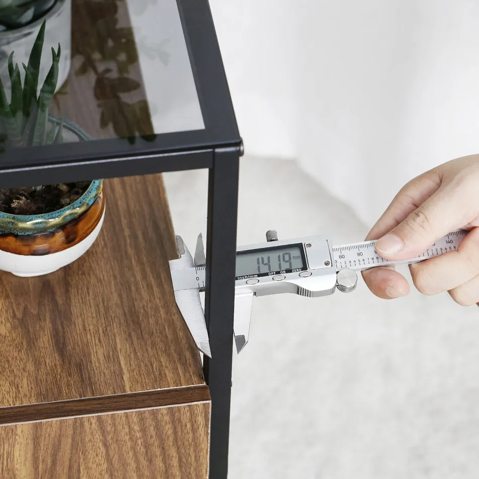 2 Layer Tempered Glass Coffee Table Square Nightstand Sofa End Bedside Table