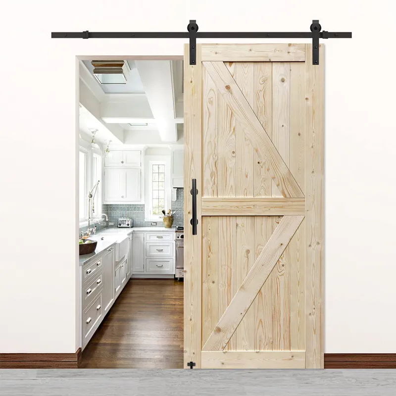 5 FT Sliding Barn Door Hardware Kit Set and Floor Guide