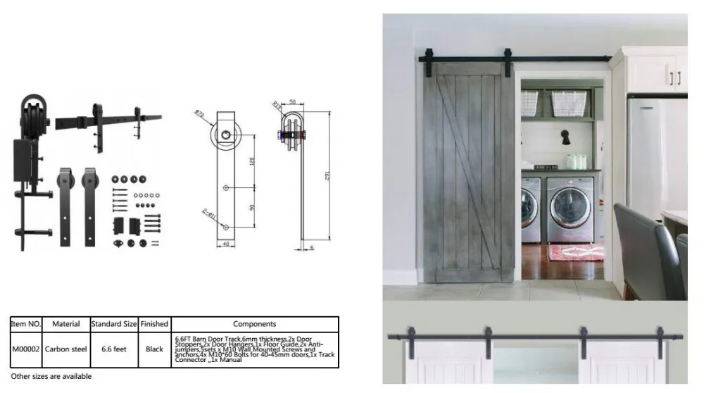 Wood Sliding Industrial Classic Strap Barn Door Hardware Kit