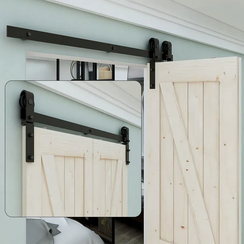 Roller Track Kit Side Single Bi Fold Sliding Barn Door Hardware Kit