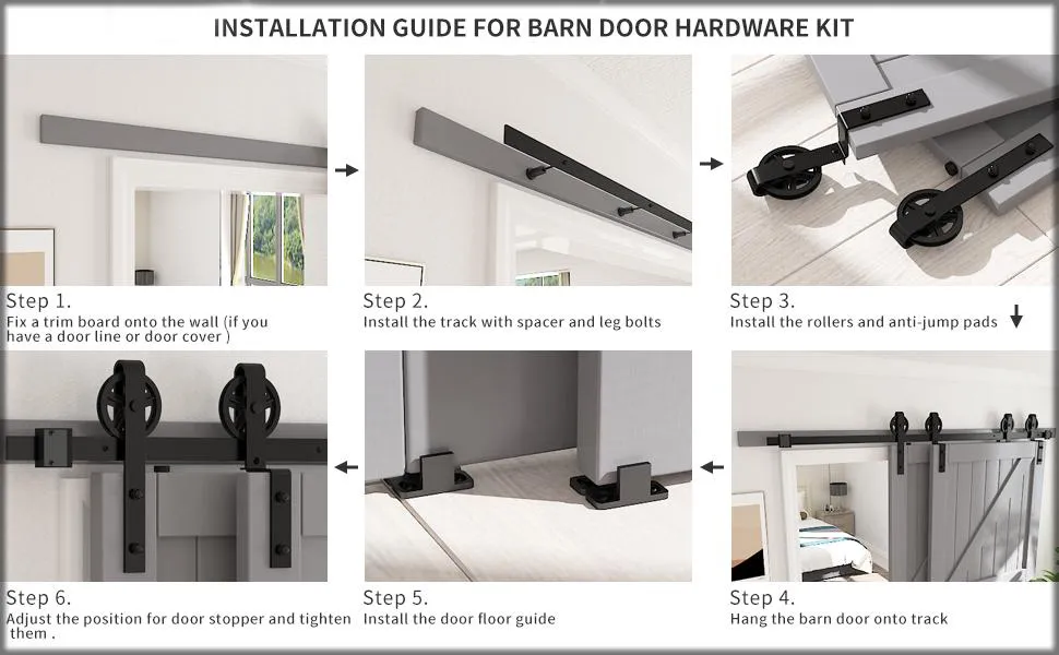 10FT Heavy Duty Single Track Bypass Big Spoke Wheel Sliding Barn Door Hardware