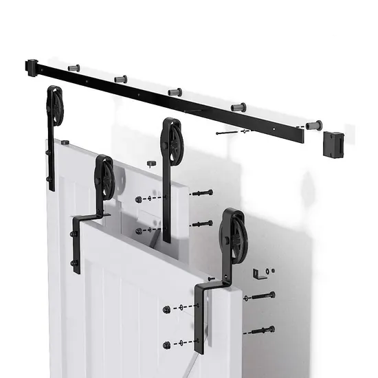10FT Heavy Duty Single Track Bypass Big Spoke Wheel Sliding Barn Door Hardware