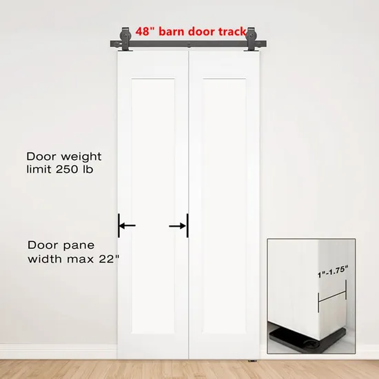 Wall Mount Bracket Double Wooden Doors Bi-Folding Sliding Barn Door Hardware Kit