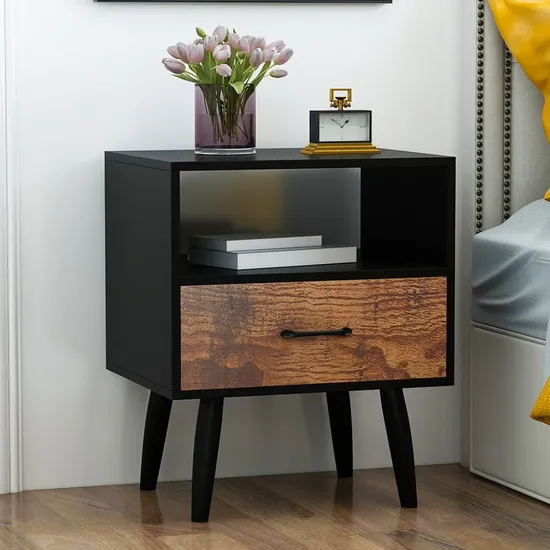 Nordic Design Modern Solid Wood Luxury Bedside Table Nightstand Side Table