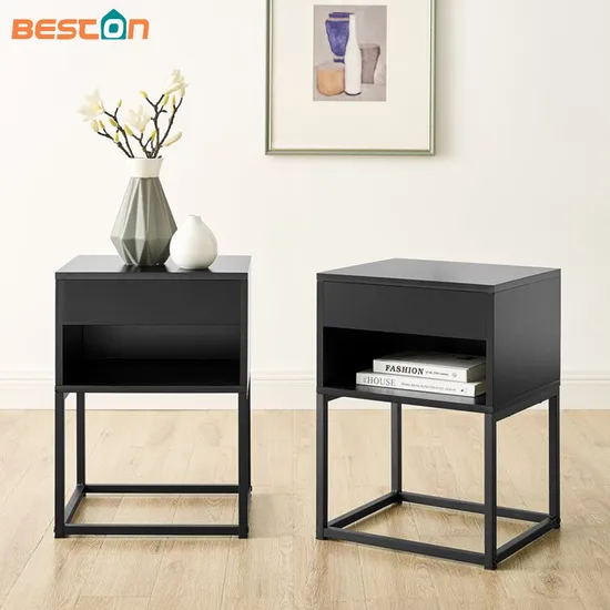 Black Bed Side Tables Folding Iron Nightstand Custom Night Stand