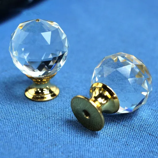 Cupboard Drawer Door Cabinet Pulls Crystal Knob Gold Kitchen Handles